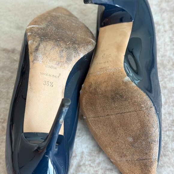 Jimmy Choo Agnes Navy Patent Leather Pumps 36.5 (Runs Small) - Picture 5 of 7